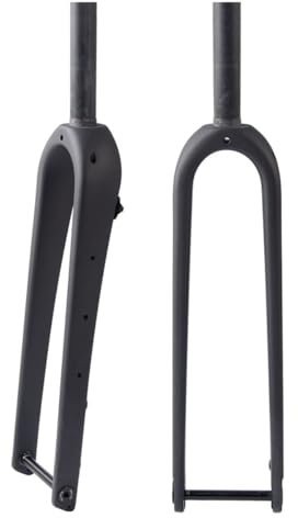 Gravel Fourche Rigide Vélo 700C 28,6 Mm 1-1/8 Tube Droit/conique Non Fileté Fourche Rigide Tout En Fibre De Carbone Fourche Avant Route Frein À Disque Axe Traversant 12 X 100 Mm(Matte black,Straight)