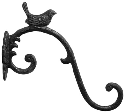 LOORGVEL Wandhaken für Pflanzenampeln aus Stabilem Eisen Schwarz mit Verschleißfester Halterung für Laternen und Vogelfutterhäuschen an Wand oder Balkonhandlauf