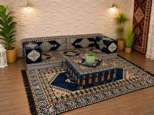 Generisch Orientalische sitzecke, Sark Kösesi, Arabia majlis Traditionelles arabisches Bodensofa, ethnisches Bodensofa, marokkanische Bodenkissen, jordanisches irakisches Wohnzimmer, Gartensofa