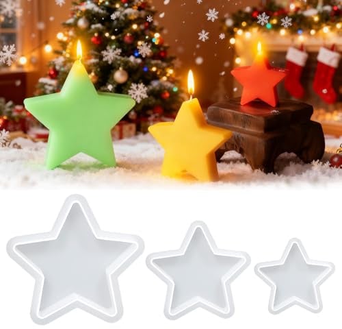 3 Stück Silikonform Stern Kerzenhalter, Silikonformen Gießformen Weihnachten, Stern-Form Gips Gießen Formen, Epoxidharz Formen Weihnachten Sterne, DIY Weihnachten Handwerk