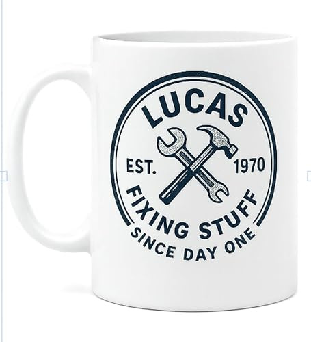Personalised Handyman Mug with Custom Name and Year – “Dad Est.” Fixing Stuff Since Day One – Custom Gift for DIY Dads, Tradesmen & Mr Fix It Heroes