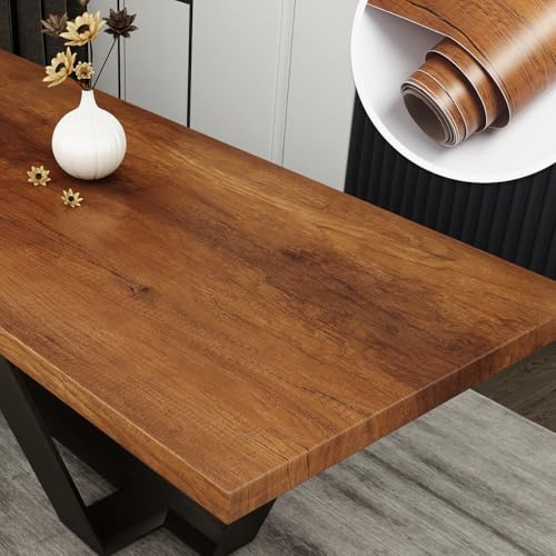 YENHOME Papel Vinilo Adhesivo Muebles Madera Marrone para Tabla 40x500cm Papel Tapiz Adhesivo para Muebles Cocina Madera Vinilico Autoadhesivo Marrone Decorativo Puerta Escritorio Cómoda Librería