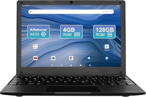 ZHAOHUIXIN Mini portatile 10.1 Android 12, 4GB RAM, 128GB EMMC, piccolo computer HD IPS Display, 1280x800 Pixel, Netbook portatile con CPU Allwinner A523 Nero