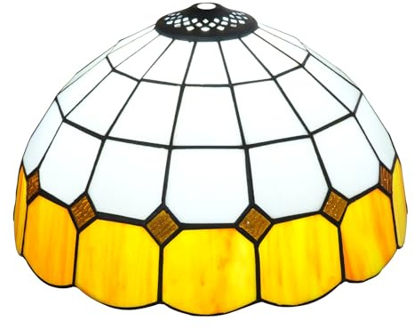 ITOSUI Pantalla de lámpara Estilo Tiffany, 30 cm, diseño mediterráneo Sencillo a Cuadros, de Cristal Tintado, Repuesto para lámpara de Mesa, lámpara Colgante y lámpara de Techo (Amarillo).