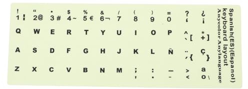 Uonlytech Pegatinas para Teclado Letras Grandes en Español, Autoadhesivas y Brillantes Oscuridad, Compatibles Ordenadores Portátiles Escritorio, Útiles para Estudiantes y Profesionales