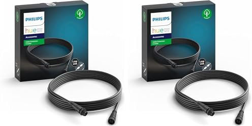 Philips Hue Outdoor Extension Cable 5M, Black, Plug & Play (Pack of 2)