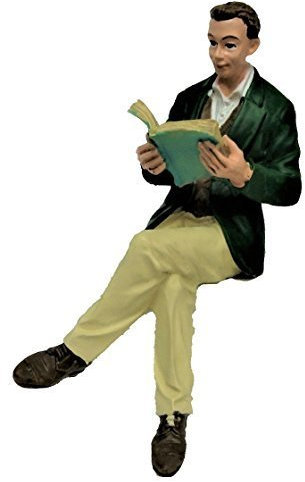 Melody Jane Puppenhaus Menschen Mann Sitzender Lese Beine Gekreuzt Kunstharz Figur