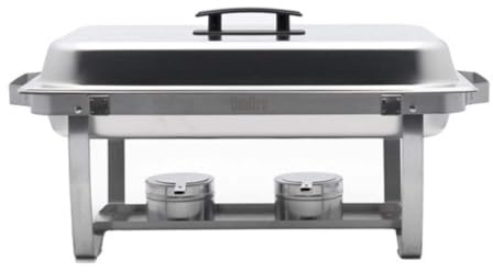 Quattro 9 Litre Full Size 1/1 GN Chafing Dish – Stainless Steel Buffet Food Warmer – Complete Set with Fuel Holders – Stay Cool Black Handle – For Commercial & Catering Establishments