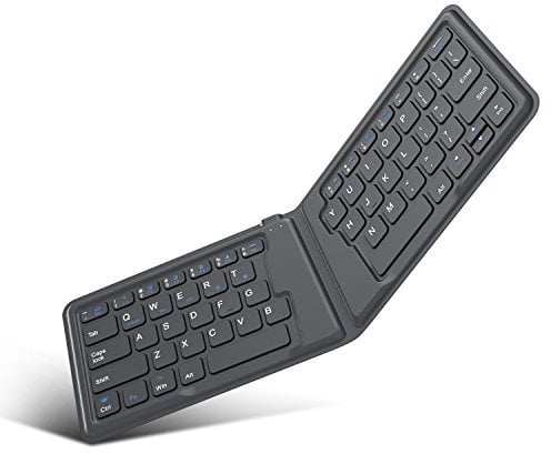 MoKo Faltbare Tastatur Universal, Tragbare Kabellose Bluetooth Tastatur, Wiederaufladbar Ultradünn Bluetooth Keyboard Ergonomisch, Kompatibel mit iOS, Android Windows Tablet Smartphone Laptop, Grau