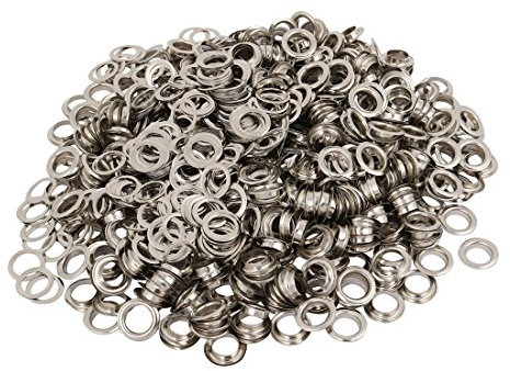 sourcing map Conjunto de arandelas tipo ojal con arandela 12mm Diámetro interiores de hierro niquelado 500 piezas