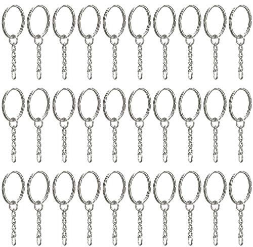 TRIXES Pack of 30 2.5cm Split Ring Replaceable Round Keychains- Silver Colour for Keys Crafts DIY