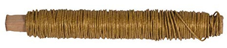 Rayher 24116619 Papierdraht, 0,55 mm ø, golg matt, auf Holzwickel 50 g, ca. 20 m, Basteldraht, Papier umwickelter Draht