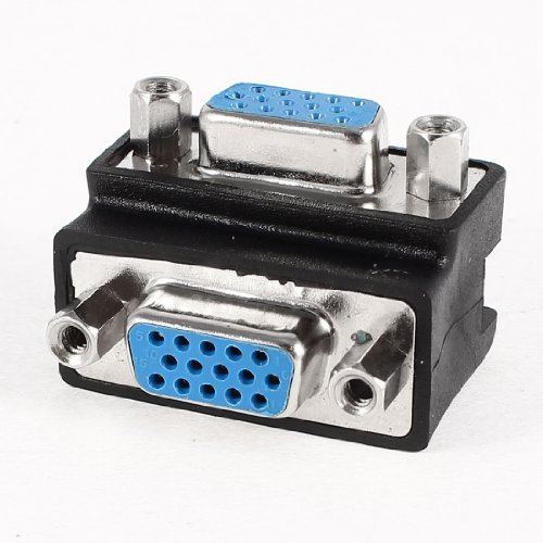 N/A VGA HD15 15 Broches Femelle vers Femelle Adaptateur de connecteur coudé Droit Noir