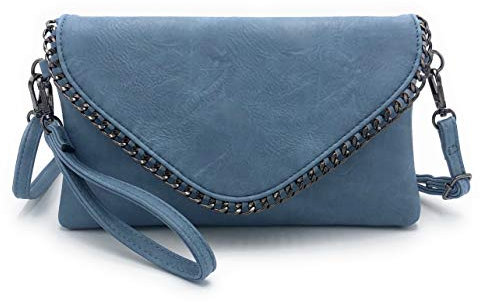 ELIOX - Elegante Frau Clutch Bag mit Kette und Schultergurt aus weichem Kunstleder - Kleine Abend Clutch Bag Girl Handtasche Elegante Taschen Zeremonie Hochzeit (HELLBLAU)