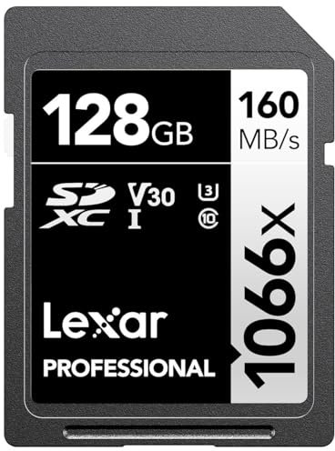 Lexar Professional 1066x 128GB SDXC UHS-I Card Silver Series, Up to 160MB/s Read, for DSLR and Mirrorless Cameras (LSD1066128G-BNNNU)