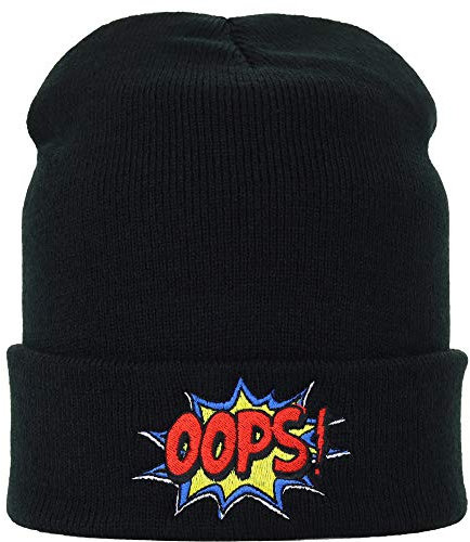 EXPRESS-STICKEREI Lustige Strickmütze - Warme Wintermütze mit Spruch OOPS Comic - Beanie für Damen und Herren - Unisex Wollmütze - Haube mit Spruch