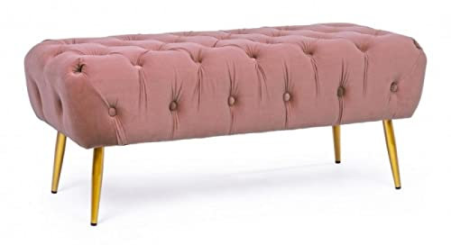 Panca arredo pouf rosa con gambe cm 103 x46x40h