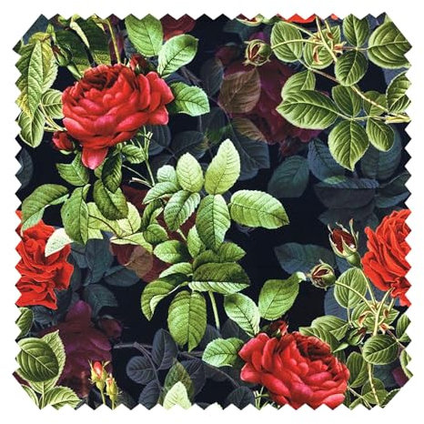 novely® OXFORD 210D | 1 lfm | Polsterstoff Gemustert Outdoor Dekostoff Wasserabweisend Reißfest | Rote Rosen