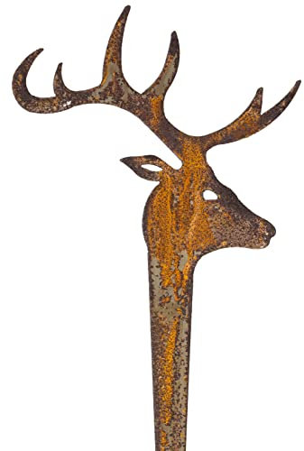 B2S BACK2SEASON Metall Stecker Hirsch mit Rost-Finish Rost Advent Weihnachten Rentier Gartenstecker Gartendekoration Edelrostdeko Beetstecker Tierfigur H=60 cm