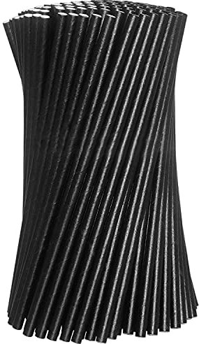 ORANGE DEAL FSC® zertifizierte Strohhalme 200 Trinkhalme Trinkröhrchen aus Papier 20cm lang in Schwarz für Geburtstage, Anlässe, Cocktail FSC Mix