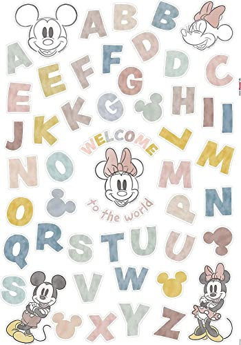 Komar Disney Wandtattoo Mickey Alphabet - 50 x 70 cm (Breite x Höhe) - 56 Teile - Deco-Sticker, Wandaufkleber, Wandsticker, Wanddeko, Kinderzimmer - 14110h