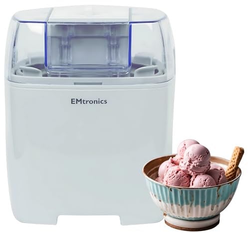 EMtronics Ice Cream Maker EMIC1.5L for Homemade Frozen Desserts like Frozen Yogurt, Sorbet and Gelato with 1.5 Litre Freezing Bowl