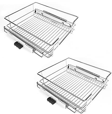 Willonin Ein Set mit 2 versenkbaren Schubladen, Schubladen-Aufbewahrungskörben (einschließlich Schiene 45cm Schrankseitenmontage), passend für Schränke/Möbel/Schrank mit Außenmaßen von 45cm