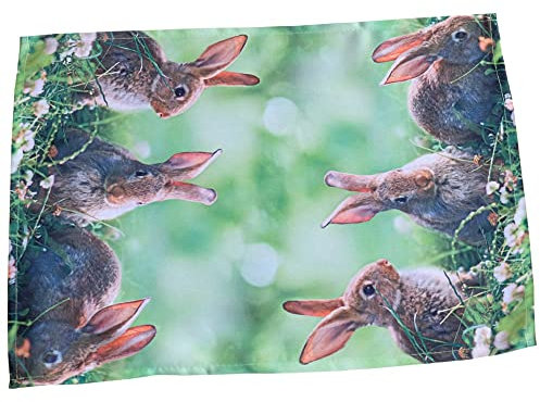 matches21 HOME & HOBBY Tischläufer NELE süße Osterhasen Fotodruck Polyester 35 x 50 cm