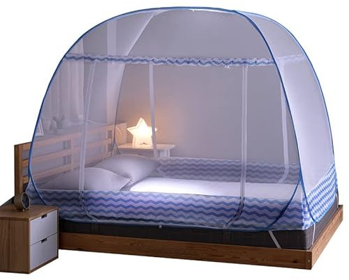 Moskitonetz Bett, Faltbares Bett-Moskitonetz, Tragbares Reise-moskitonetz, Doppeltür-Moskito-Campingzelt, Moskitonetz Bett Baldachin Pop Up Faltbare Anti Mosquito Bites (180*200*150 cm)