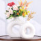 2-Teiliges Wasserdicht Weiß Donut Vase, Weiß Matt Keramik Vase Set für Pampasgras, Ikebana & Tulpen, Vintage & Boho Stil, Ideal für Wohnzimmer, Schlafzimmer, Büro-Aesthetic Weiß Deko