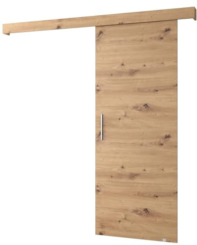 ABIKSMEBLE Salwador 1 Sistema de Puerta Corredera con Cubierta de Riel - Puertas Corredizas de Pared Interior - Puertas Empotradas en el Ático - Construcción Sólida - 90 x 204 cm - Artesano