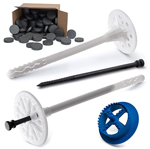 STRÜBER WDVS SET (Ø10x110mm Dämmstoffdübel mit Kunststoffnagel 400St + Grau Styropor Rondelle 400St + Styroporfräser 1St) Satz für Fassadendämmung Wärmedämmung EPS Abdeckkappen Fräse Tellerdübel ETA