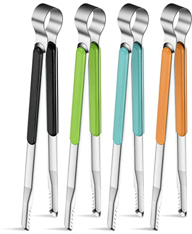 HOOPOE Pinzas Cocina,Pinzas Barbacoa,4 Piezas Alicates de Cocina de Acero Inoxidable Resistentes al Calor,Pinzas de Cocina para Servir,Tenazas Cocina de 25,5 cm