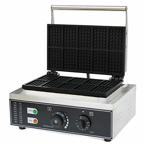 Gaufrier commercial, gaufrier 1500W à poêle antiadhésive, gaufrier électrique commercial pour usage commercial.