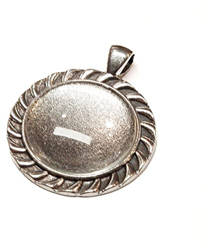 8 Teile 4 Stück Spirale Charm Leere Lünette Tablett Medaillons Metall Anhänger Fassungen Schmuck 25mm Runde 4 Stk Klar Glas Cabochon Bastelset (Silber Model-4)