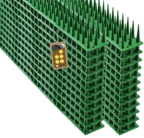KADAX 24 Stück Vogelabwehr Spikes, Kunststoff, 51x4x3,5 cm, 3-reihig, für Tauben, Katzen, Marder, Zaun, Balkon, Dach, Fensterbank, robust und wetterbeständig, frei zuschneidbar, Grün