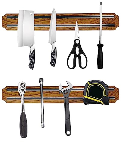 Potente porta coltelli magnetico con venature del legno