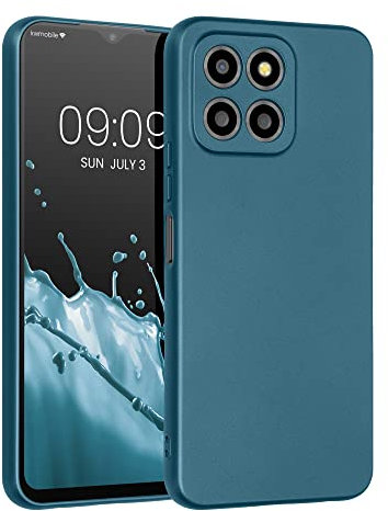 kwmobile Case Compatible with Honor X8 5G / X6 / 70 Lite 5G Case - Soft TPU Back Phone Cover - with Metallic Look - Metallic Caribbean Blue