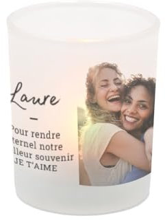 CADEAUX.COM - Photophore en Verre Personnalisé - Bougie avec Photo et Message - Idée Cadeau Maman et Femme - Fête des Mères et Noël