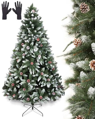 Maxesla Schneeflocke Weihnachtsbaum künstlich 180cm, 920 Spitzen mit Eisenbasis und Halterung, Feuerhemmend, Präsentation im Innenbereich, perfekt Dekorationen für Weihnachten