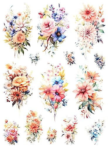 Josys Bastelmärchen Reispapier A4 Strohseide Decoupage Blumenornamente Blumen Vintage RE3737