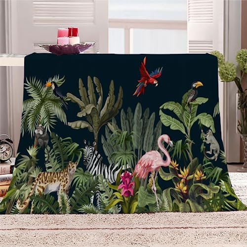 Kids 3D Flamingo Leopard Kuscheldecke 70x100 cm Baby Kinder Waldtiere Weiche Flauschig Flanelldecke Sherpa Fleecedecke Wohndecke Warmer Sommer Mädchen Jungen Decke für Sofa TV Bett