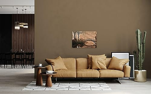 A.S. Création Leinwandbild Brücke im Wald - Kunstdruck beige braun - 90x60 cm Querformat - Moderne Wanddekoration Schlafzimmer Wohnzimmer Küche - Bild auf Keilrahmen