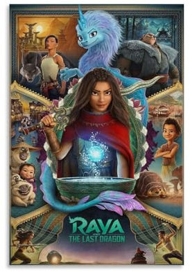 INEOUT Raya und der letzte Drache Anime-Filmposter, dekoratives Gemälde, Leinwand-Wandposter und Kunstdruck, modernes Familienschlafzimmer-Dekor-Poster, 20 x 30 cm