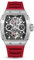 WISHDOIT Uhr für Herren, automatische mechanische Uhren, Tonneau Herren-Armbanduhren aus Edelstahl, Sport-Stil, wasserdicht, Saphirglas, Gummi, austauschbares Armband, silberfarben / rot, Modern