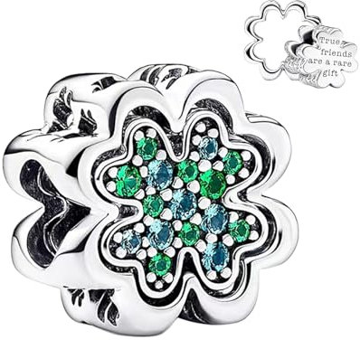 Rimgoris 925 Sterling Silber Charme für Frauen Armbänder Halskette St. Patrick's Day Muttertag vier Blatt Kleeblatt Glücksbringer baumeln Geschenke