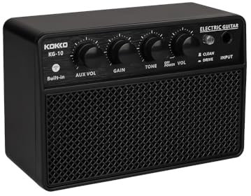 KOKKO 10 W kleiner Verstärker für elektrische Gitarre, tragbarer Mini-Lautsprecher für Gitarren-Übung für die tägliche Praxis Straßenaufführungen, wiederaufladbar, tragbar, unterstützt