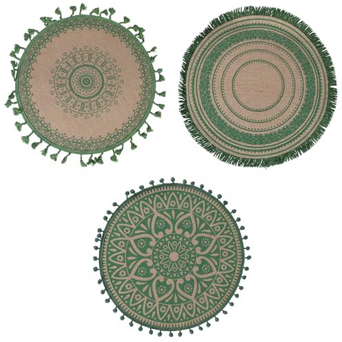 Set 6 Tovaglietta tonda in juta, Green