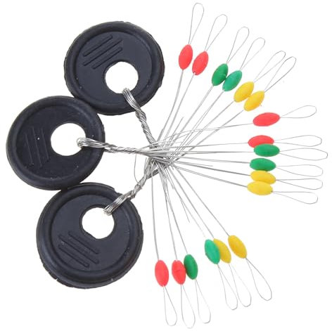 100 Stück bunte Perlen, Angel-Bobber-Stopper, Senkblei-Stopper für Angelschnur, ovale / zylinderförmige Schwimmer, Stopper, weiche Silikon-Schwimmer, Stopper, Angelschnurhalter, Angeln