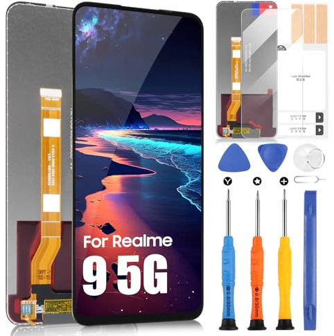 Para OPPO Realme 9 5G RMX3474 LCD Display, para Realme 9 PRO 5G RMX3471 RMX3472 6,6 LCD Pantalla táctil digitazer Assembly reemplazo con kit de reparación (negro)